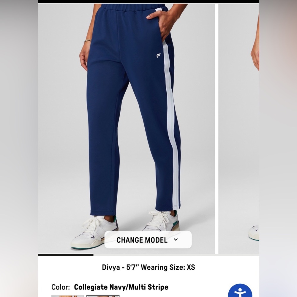 Fabletics 25in tapered tricot pant size women’s medium. Collegiate navy
